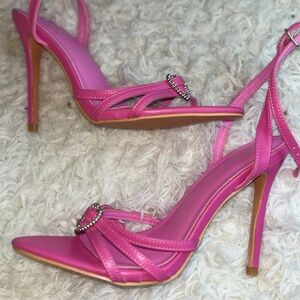 Windsor Pink Strappy Heels Rhinestone Detail | Size 7.5 (Fits 8)
